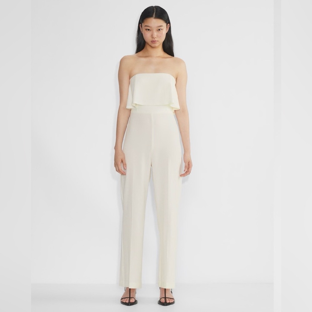 NWT Aritzia Babaton Commodity Strapless Jumpsuit in Light Birch. Size 0